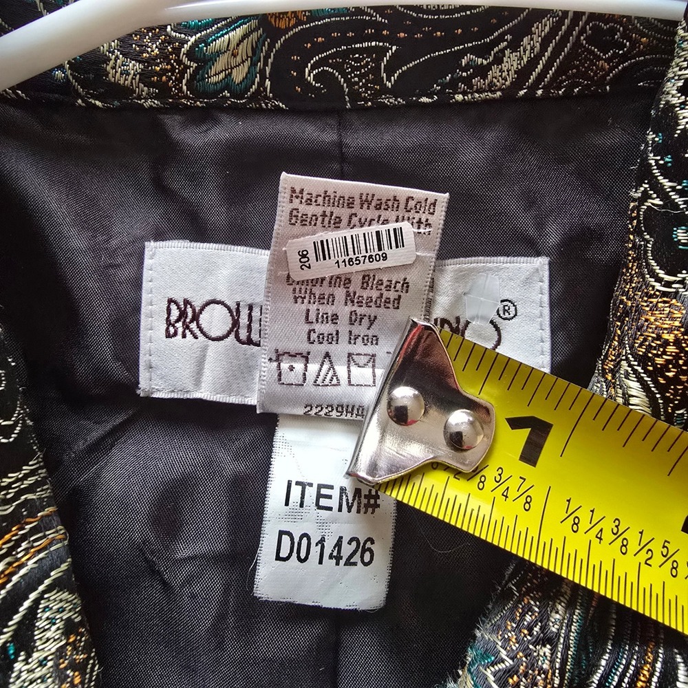 Beautiful Brownstone Studio Paisley Print Blazer Jacket‎ Zipper Front XL - Picture 9 of 16